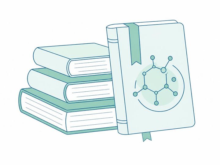 Pile d'ouvrages scientifiques et de revues consacrés à la géobiologie.