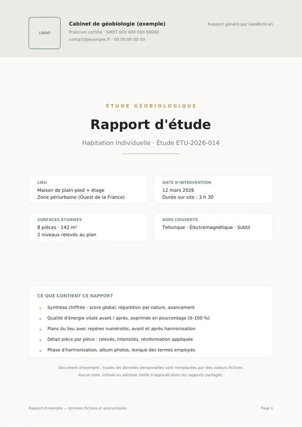 Rapport GeoBioScan — Page de garde